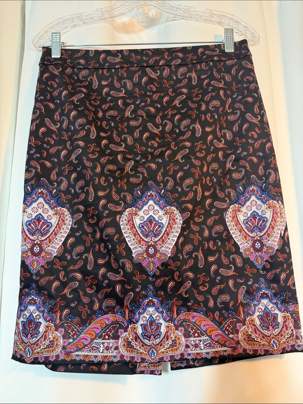 J.Crew Preppy The Pencil Skirt Jade Casbah Paisley Border Print Academia SZ4 B13